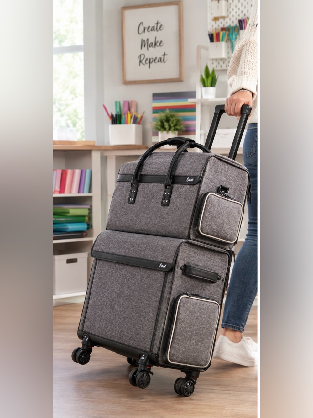 Cricut Machine Storage and Stackable Tote Go Rolling in Style Craft Tote